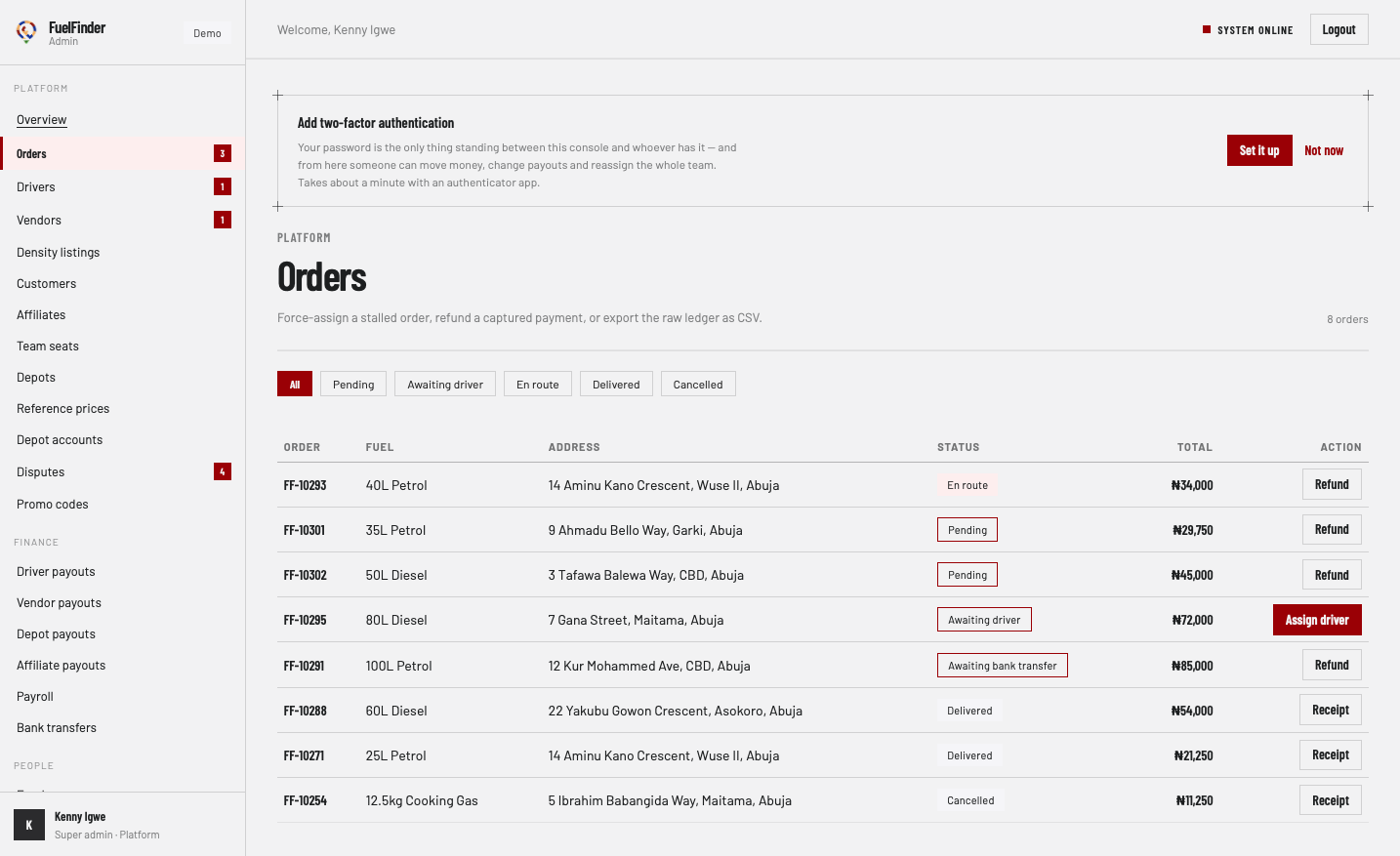 The admin console: orders, verification, payouts and disputes